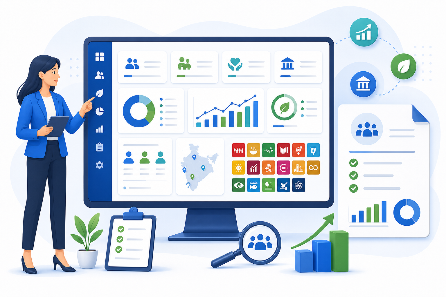 Impact measurement and ESG reporting illustration
